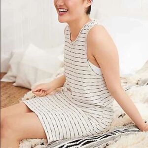 Boho Coastal Nautical Minimalist Aerie Cotton Striped Tank Dress XS